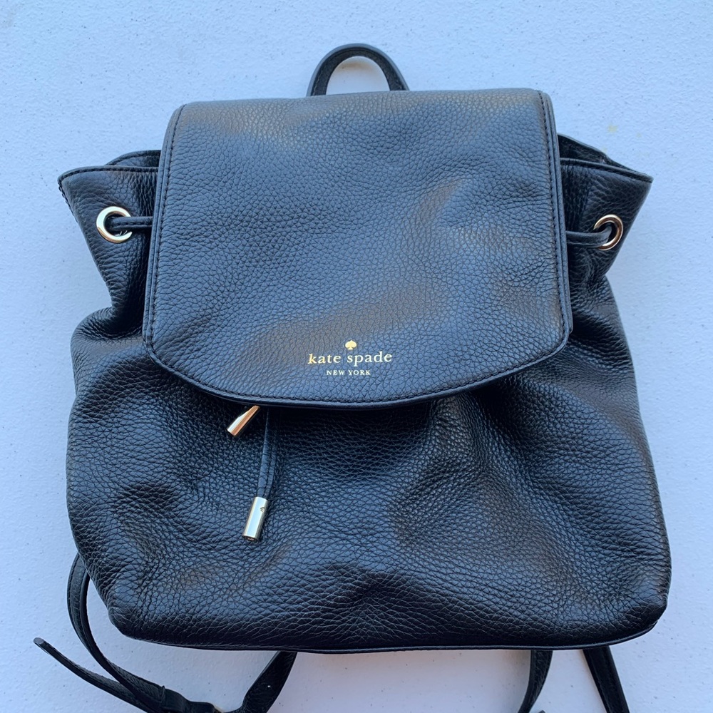 Kate Spade black leather backpack
